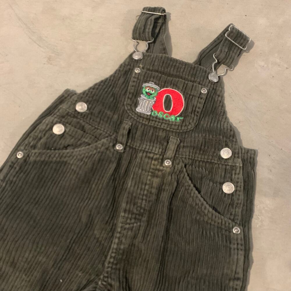 Vintage Sesame Street Oscar the Grouch Corduroy Overalls 18 Months - Picture 2 of 4